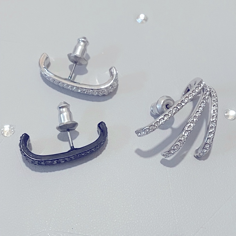 Auth Swarovski Vittore Ear Cuff Set - White - Mixed Plating